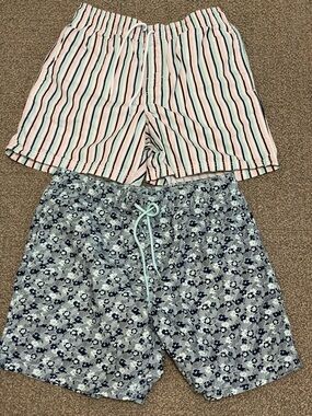 Amazon Men’s Striped Pink and Green and Blue and Aqua floral Shorts. 2-4-1 deal!